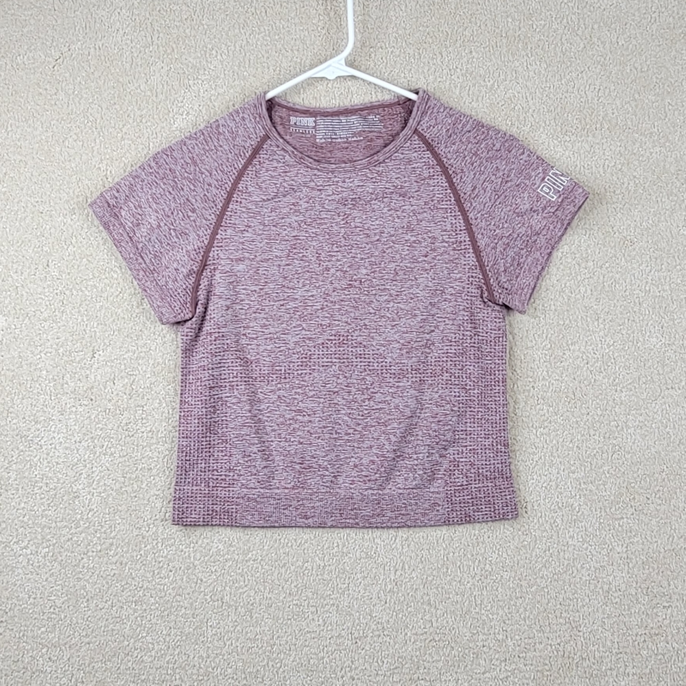 Pink Victoria's Secret Seamless Crop Athletic Short Sleeve Top Size Large